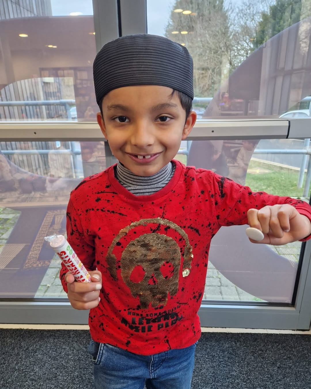 Hashir celebrating: White badge