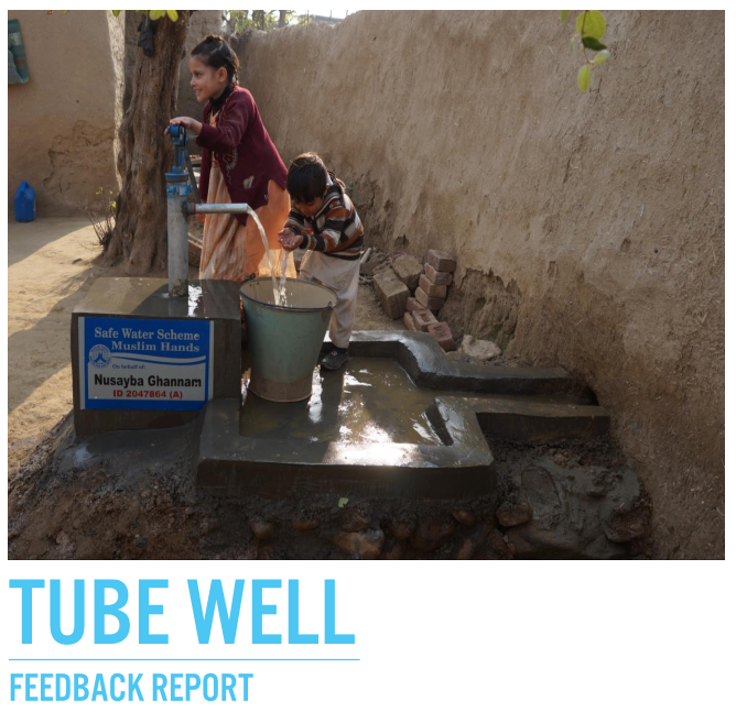 Children using the new tube well built in Nusayba's name